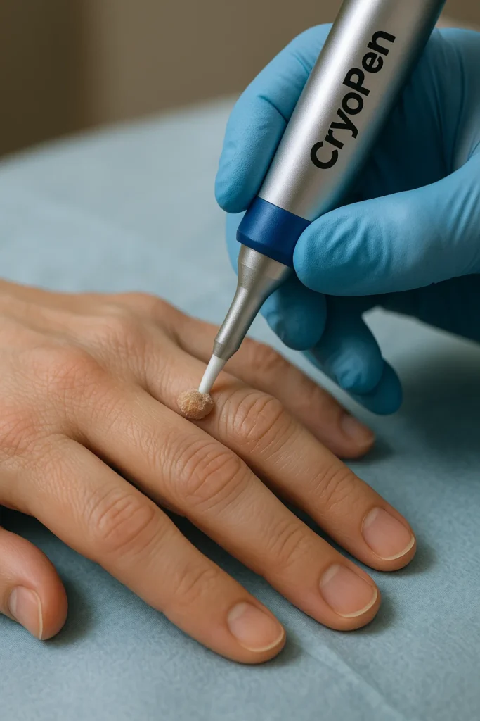 example of cryopen wart removal North Wembley treatment on a persons finger