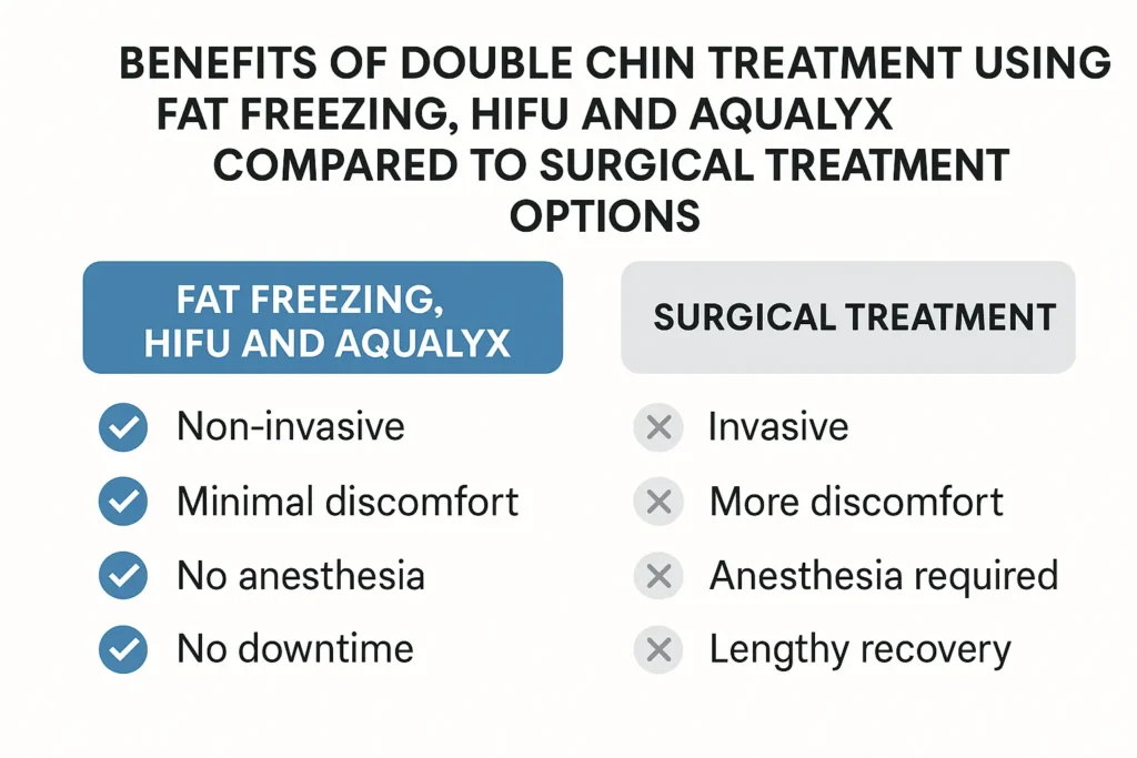 Graphic about the benefits of double chin treatment North Wembley - from LA LIPO