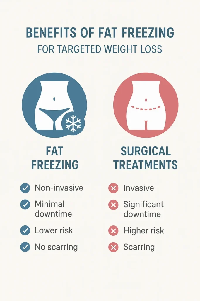 graphic showing the benefits of fat freezing North Wembley