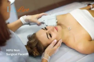Woman having Hi-Fu to reduce wrinkles North Wembley.