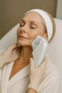 Woman receiving HIFU non surgical facelift treatment North Wembley