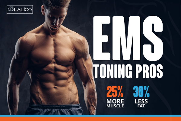 Graphic of man with toned body showing the benefits of LA-EMS Body Sculpting North Wembley treatment