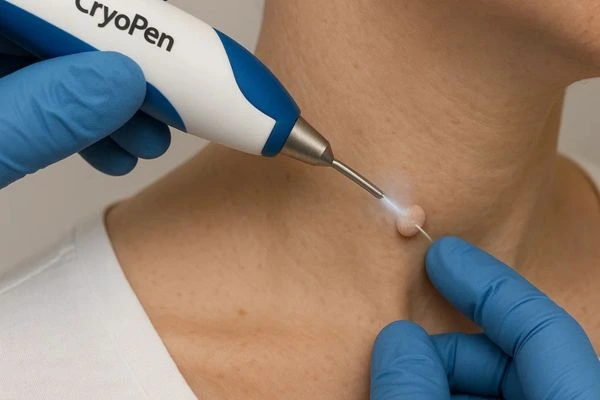 Person receiving Cryotherapy skin tag removal North Wembley
