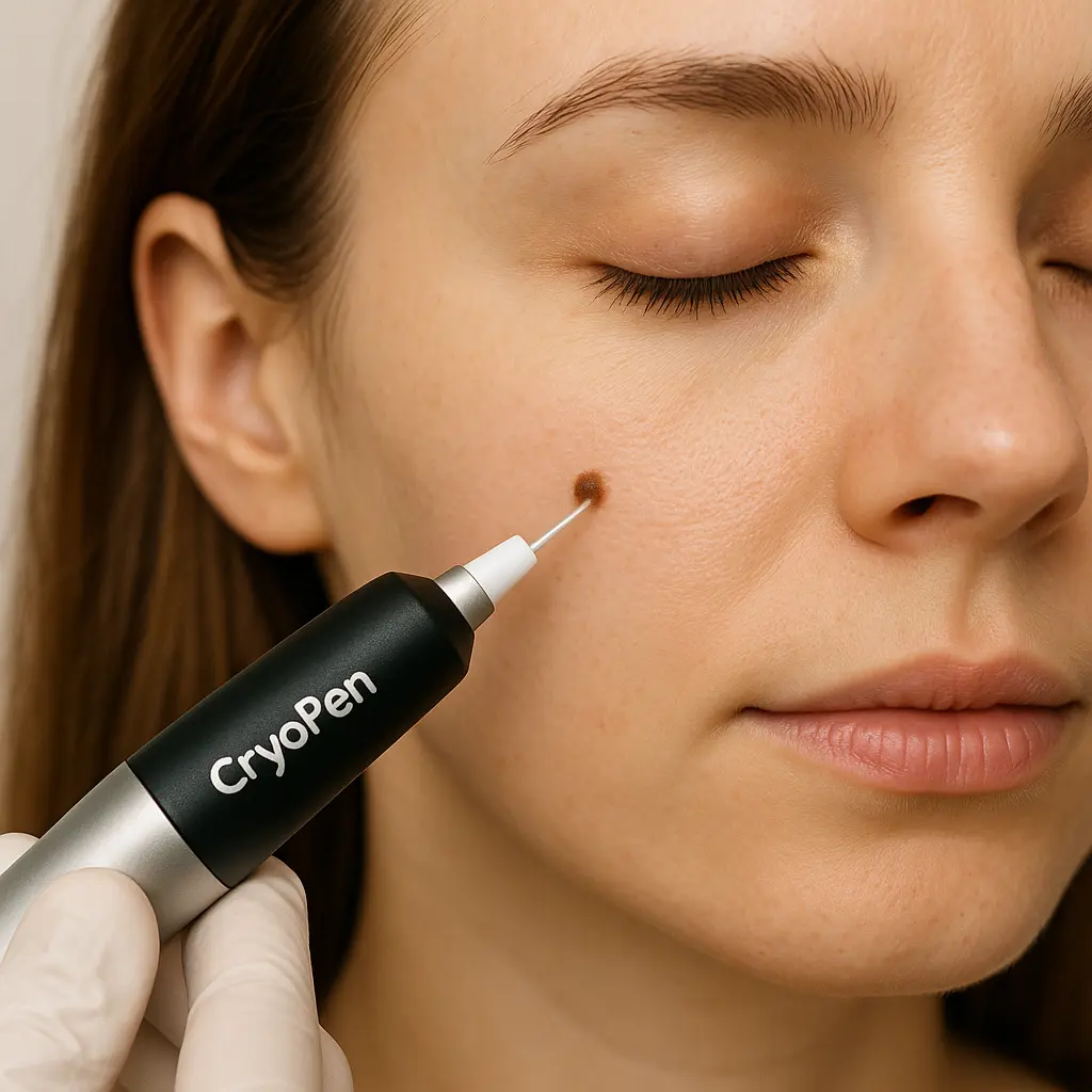 woman receiving facial mole removal North Wembley using cryopen
